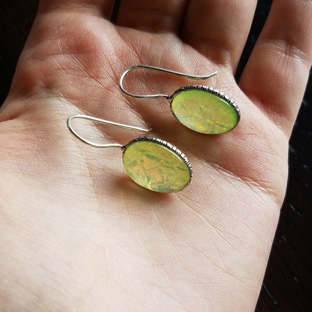 NWOT Stunning Silver Triplet Opal Earrings - Picture 4 of 5